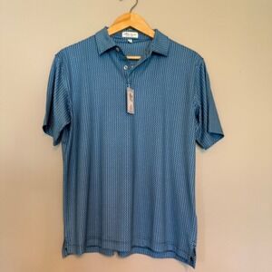 Peter Millar Summer Comfort Blue Dachshund Dog Print Golf Polo Shirt Boys XL NWT